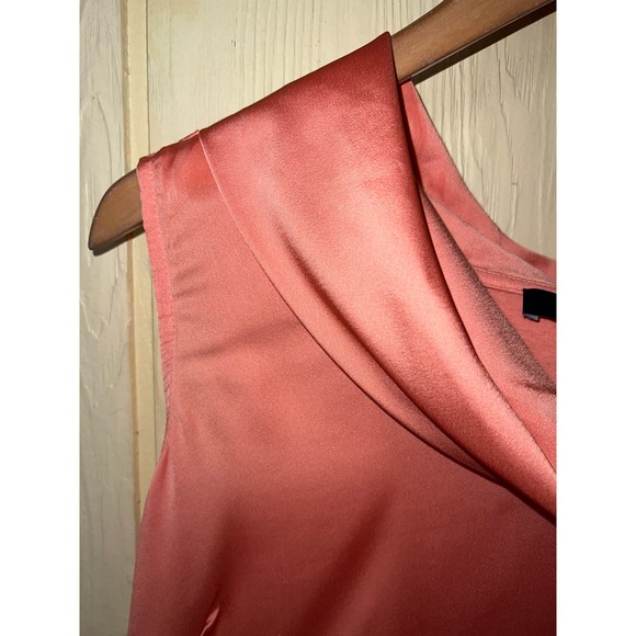 Peach Fuzz Eloquii PLUS 14W Drape Cowl Neck Tank TOP Faux Silk Blouse Shell 1X - Picture 5 of 8
